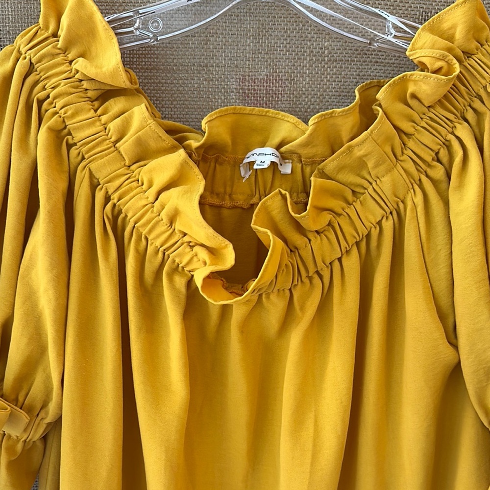 Symphony-Yellow Ruffle Off-Shoulder Dress - Picture 4 of 5